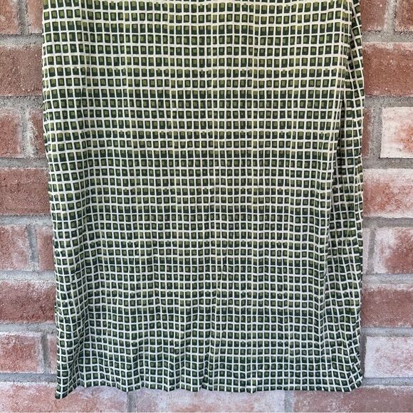 Tory Burch Paris Silk Sheath Dress V Neck Women’s Medium Green Geometric Print - Picture 5 of 13
